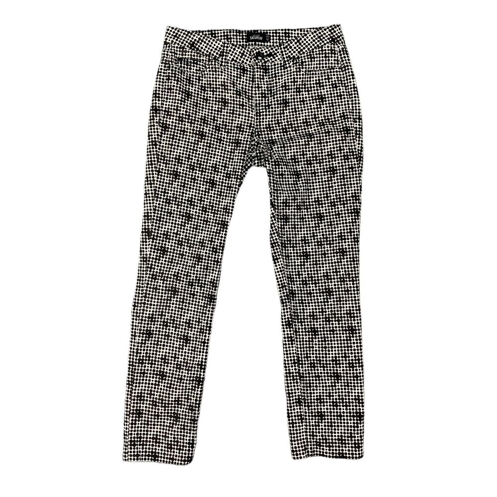Kate Spade Pant Womens 25 Black White Saturday Hex Print Skinny 5 Pocket Stretch